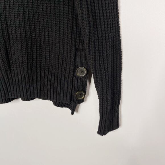 Madewell Small Black Mockneck Side Button Pullover Sweater Cotton Wool Womens - Picture 3 of 8